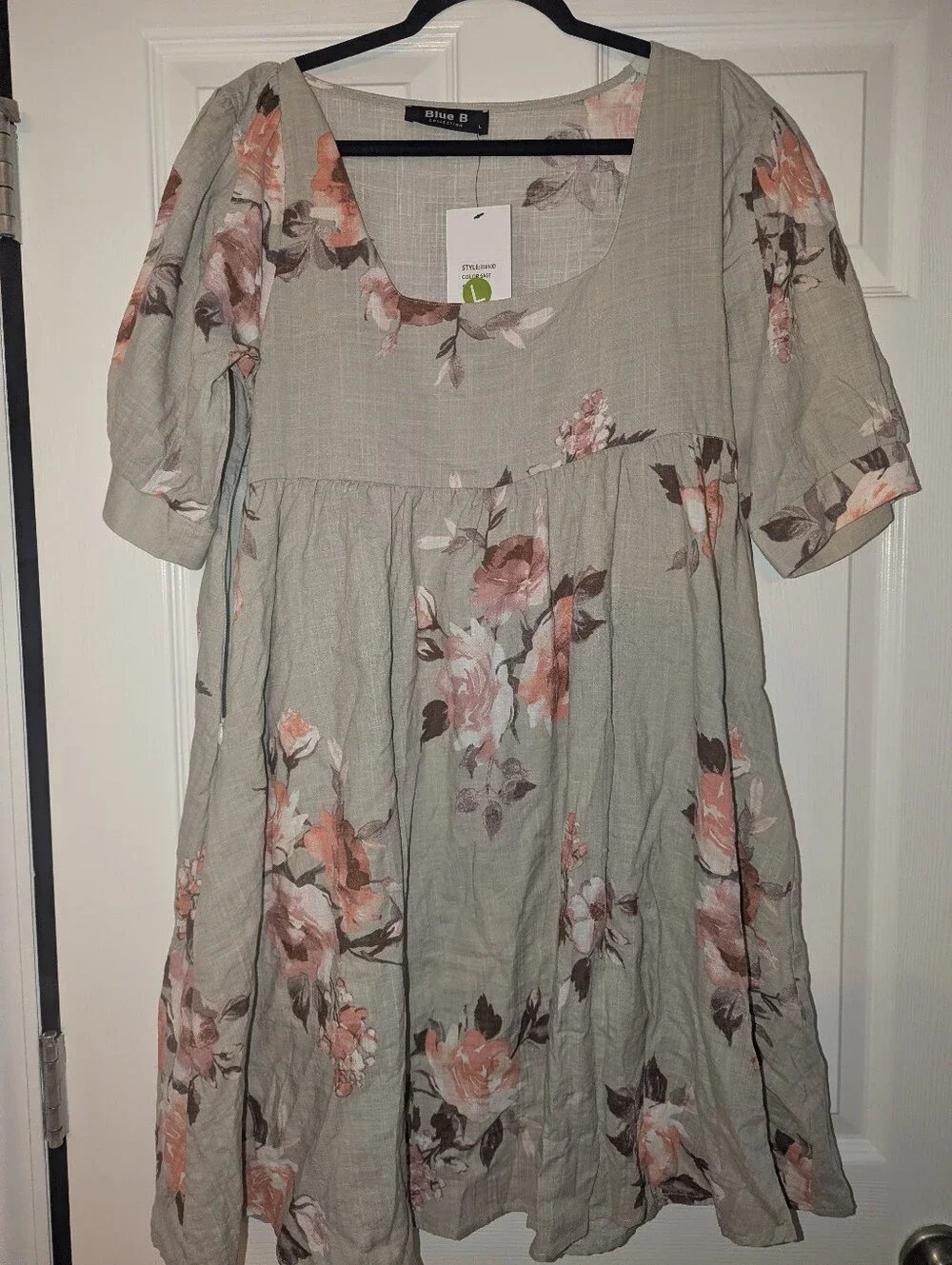 Blue B Collection Sage Floral Midi Dress Women’s Large Cottagecore Babydoll Puff
